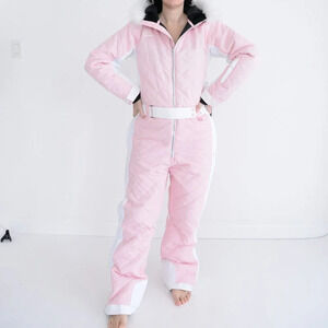 Tipsy Elves Powder Pink  One Piece Ski Suit Snowsuit Size S NWT